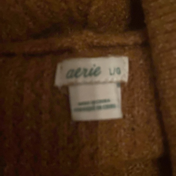 Aerie hoodie sweater, waffle- size larger-dark mustard yellow color - Picture 2 of 3